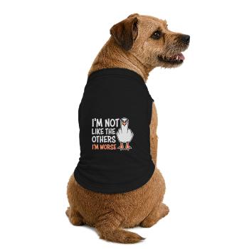 Mouette au majeur en Moins Comme les Autres, Je suis pire - T-shirt bio premium pour chien - noir - Dos