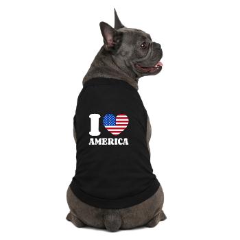 I Love America Herz Liebe Amerika Fan USA Flagge - Premium Organic Hunde-T-Shirt - Schwarz - Hinten