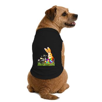 Lapin de Pâques avec des œufs colorés - T-shirt bio premium pour chien - noir - Dos