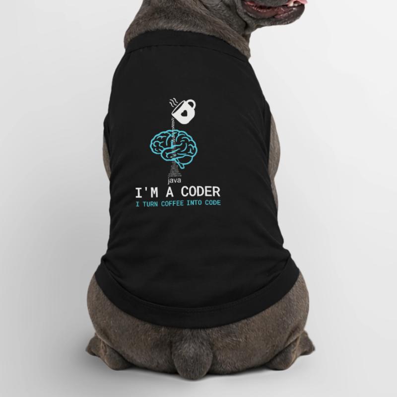 Coder T-Shirt: Coffee into Code – Nerdy Programmie Premium Organic Hunde-T-Shirt
