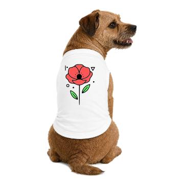 mohnblume-mohnblumen-minimalistisch-line-art-3 - Premium Organic Hunde-T-Shirt - Weiß - Hinten