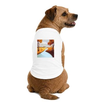 Herbstlicher Fluss durch goldene Wälder - Premium Organic Hunde-T-Shirt - Weiß - Hinten