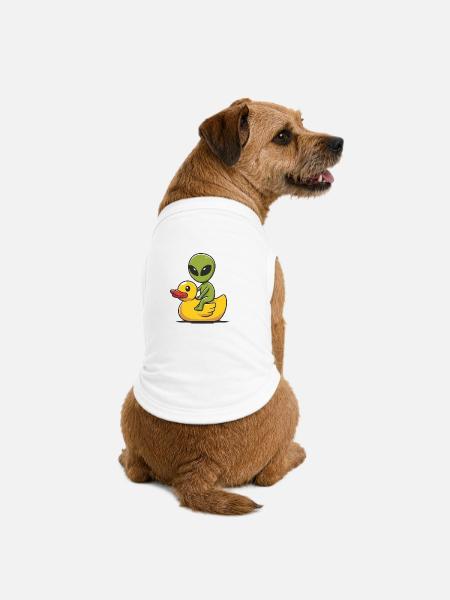 Alien auf Ducky - Premium Organic Hunde-T-Shirt - Weiß