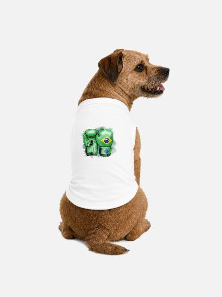 Brasil Boxen Brasilien Boxhandschuhe - Premium Organic Hunde-T-Shirt - Weiß