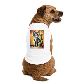 katze kubisch - Premium Organic Hunde-T-Shirt - Weiß - Hinten