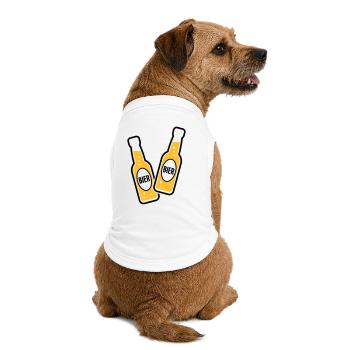 2 Bierflaschen Stoßen An (Bier Biertrinker POS 2C) - Premium Organic Hunde-T-Shirt - Weiß - Hinten