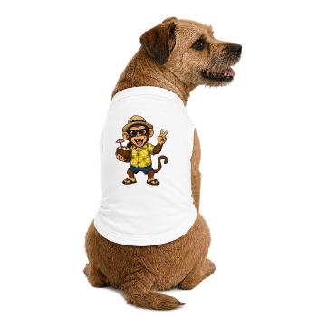 Tropical Monkey Party - Ambiances Hawaii - T-shirt bio premium pour chien - blanc - Dos