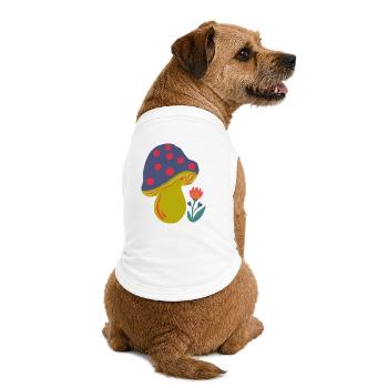Farbenfroher Pilz mit Blütenakzent - Premium Organic Hunde-T-Shirt - Weiß - Hinten