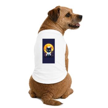 Mondschein-Katze im Geisterumhang - Premium Organic Hunde-T-Shirt - Weiß - Hinten