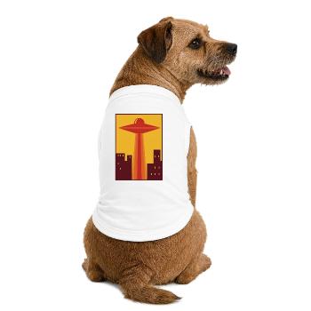 70s UFO over city - Premium Organic Dog T-Shirt - white - Back