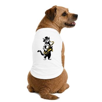 Chat Saxophone Musique Street Art Pochoirs Style - T-shirt bio premium pour chien - blanc - Dos