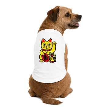 Lucky cat with little owl - Premium Organic Dog T-Shirt - white - Back