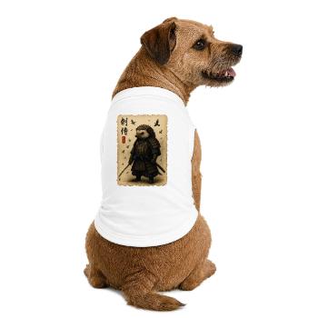 Igel-Samurai auf Pergament - Premium Organic Hunde-T-Shirt - Weiß - Hinten