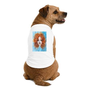 Femme Rousse Portrait Sirène Avec Bulles - T-shirt bio premium pour chien - blanc - Dos