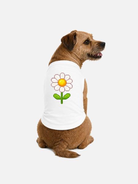 Pixelige Daisy Blume Illustration - Premium Organic Hunde-T-Shirt - Weiß