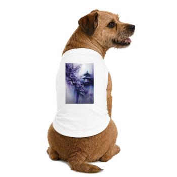 Lila Pagode und Blumen - Premium Organic Hunde-T-Shirt - Weiß - Hinten