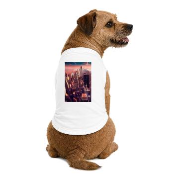 Horizon de la ville de New York - T-shirt bio premium pour chien - blanc - Dos