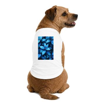 Tissage feuillu bleu cobalt - T-shirt bio premium pour chien - blanc - Dos