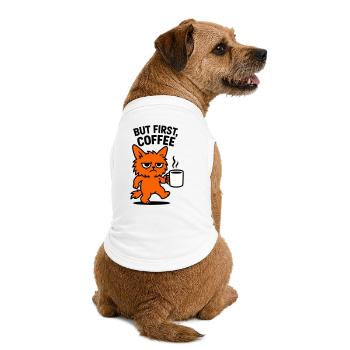 But first coffee cat - Premium Organic Hunde-T-Shirt - Weiß - Hinten