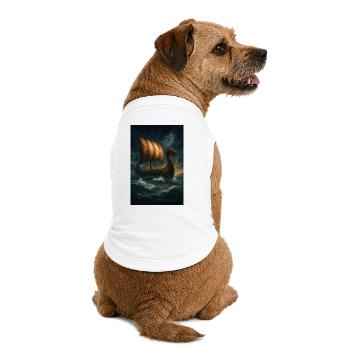 Wikinger-Schiff im Sturm - Premium Organic Hunde-T-Shirt - Weiß - Hinten