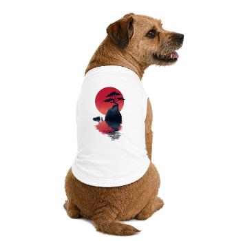 Roter Zen Sonnenuntergang Insel - Premium Organic Hunde-T-Shirt - Weiß - Hinten