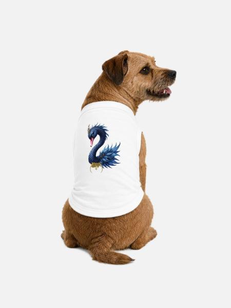 Blue Peacock Fantasy - Premium Organic Hunde-T-Shirt - Weiß