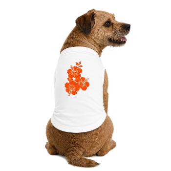 Orange Hibiskus Triple Flower Silhouette - Premium Organic Hunde-T-Shirt - Weiß - Hinten