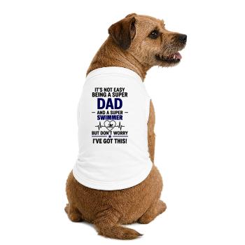 Cœur + Natation – Super Papa Nageur - T-shirt bio premium pour chien - blanc - Dos