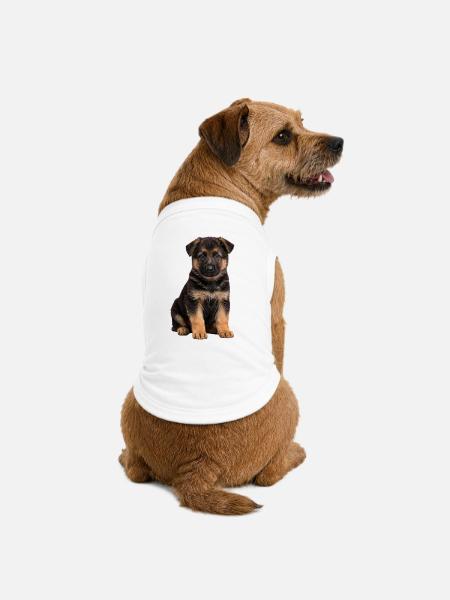 Sanftes Porträt des Deutschen Schäferhunde-Welpen - Premium Organic Hunde-T-Shirt - Weiß