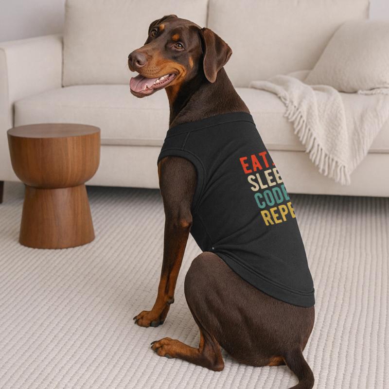 Eat Sleep Code Repeat Programmierer Nerd Retro Premium Organic Hunde-T-Shirt