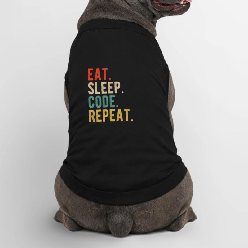 Eat Sleep Code Repeat Programmer Nerd Retro T-shirt bio premium pour chien
