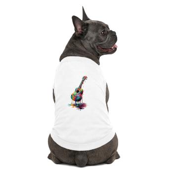 Ukulele with dripping paint - Premium Organic Dog T-Shirt - white - Back
