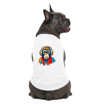 Affe mit Kopfhörern - Premium Organic Hunde-T-Shirt - Weiß - Hinten