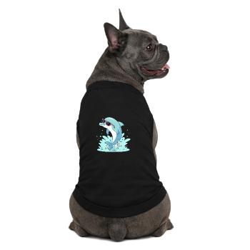 Delfin-Sommer-Pinkbrille - Premium Organic Hunde-T-Shirt - Schwarz - Hinten