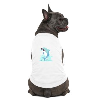 Dauphin estival lunettes rose - T-shirt bio premium pour chien - blanc - Dos