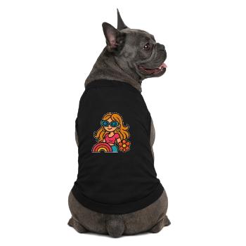 Fille d’été rétro - Look Flower Power - T-shirt bio premium pour chien - noir - Dos