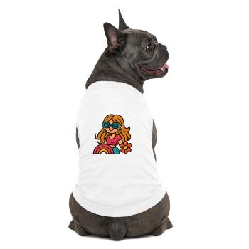 Fille d’été rétro - Look Flower Power - T-shirt bio premium pour chien - blanc - Dos