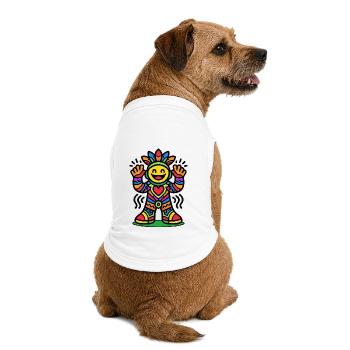 Figure solaire colorée avec le cœur - T-shirt bio premium pour chien - blanc - Dos