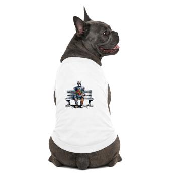 roboter bank blumen robot love rostig kunst - Premium Organic Hunde-T-Shirt - Weiß - Hinten