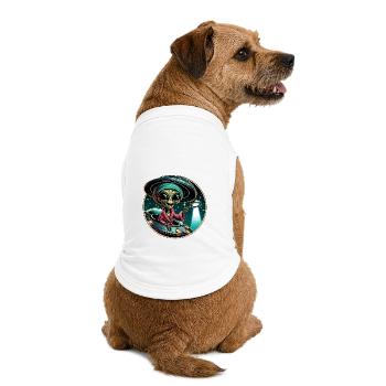Alien detective in UFO light - Premium Organic Dog T-Shirt - white - Back
