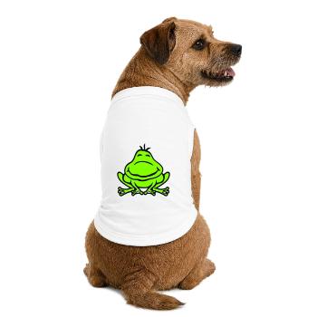 Grenouille Crapaud Sourire Drôle Bande dessinée Heureux Mignon - T-shirt bio premium pour chien - blanc - Dos
