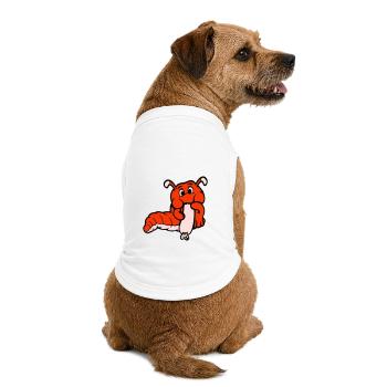 Caterpillar Worm Happy Eats Sausage Sausage Hot Dog - Premium Organic Dog T-Shirt - white - Back