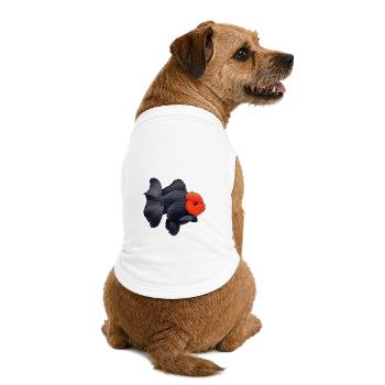 Oranda de grade noir avec poisson rouge du quartier général des Cheveux Rouges - T-shirt bio premium pour chien - blanc - Dos