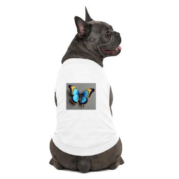 Kobaltblauer Schmetterling mit Orangenkante - Premium Organic Hunde-T-Shirt - Weiß - Hinten