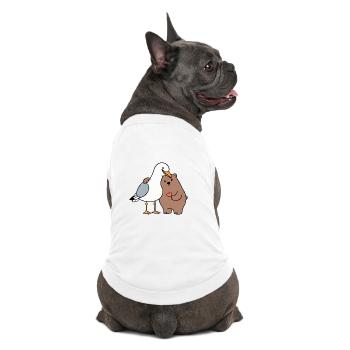 Mer du Nord Mouette Ours Brun Amitié Amour Maigre - T-shirt bio premium pour chien - blanc - Dos