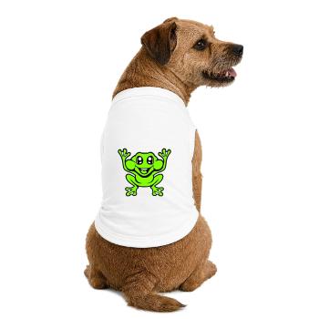 Frosch Kröte lacht lustig springt glücklich Comic  - Premium Organic Hunde-T-Shirt - Weiß - Hinten