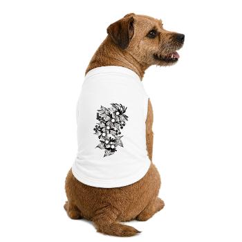 Black and White Flower Spiral - Premium Organic Dog T-Shirt - white - Back
