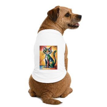 Cat Cubic - Premium Organic Dog T-Shirt - white - Back