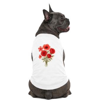 Imprimé de bouquet rouge - T-shirt bio premium pour chien - blanc - Dos