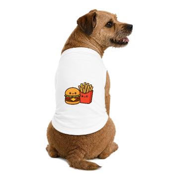 Kawaii Burger & Fries Duo - T-shirt bio premium pour chien - blanc - Dos
